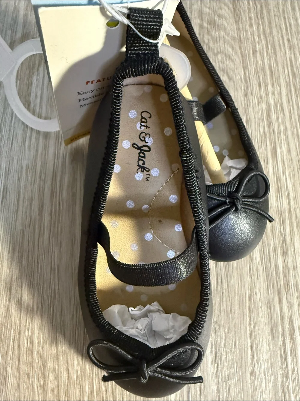 Cat & Jack Black Girls Mary Jane Flats with Bow
